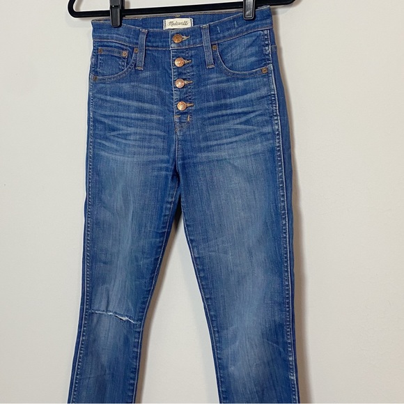 Madewell 10” High Rise Button Fly Skinny Jeans Chewed Hem Edition - Picture 6 of 11